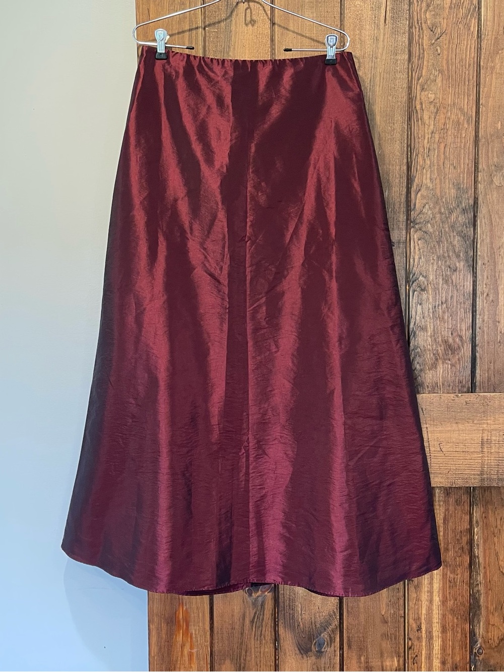 Vintage Y2K Cachet Taffeta Iridescent Burgundy A Line Maxi Skirt Whimsigoth Vamp